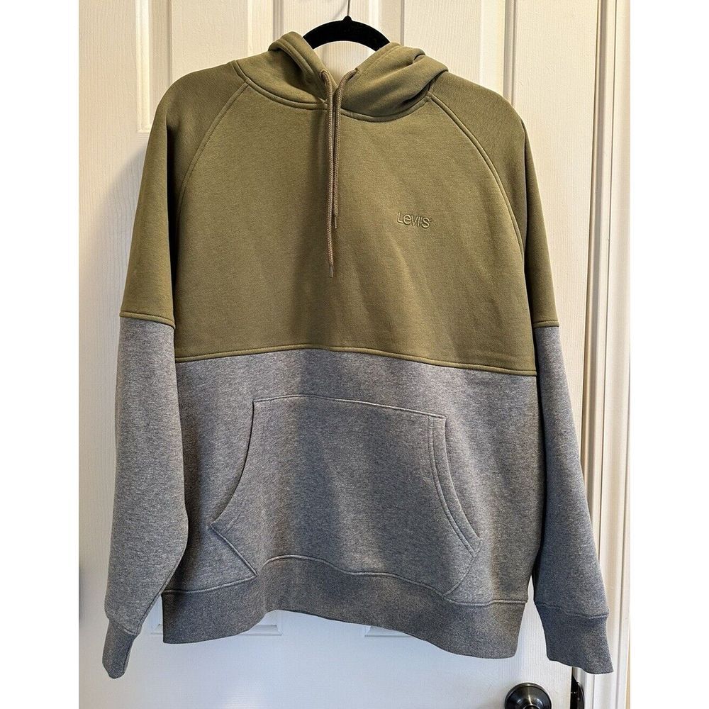 Levi's Sweatshirt Men's Medium Green/Grey Hoodie Long Sleeve Excellent Condition